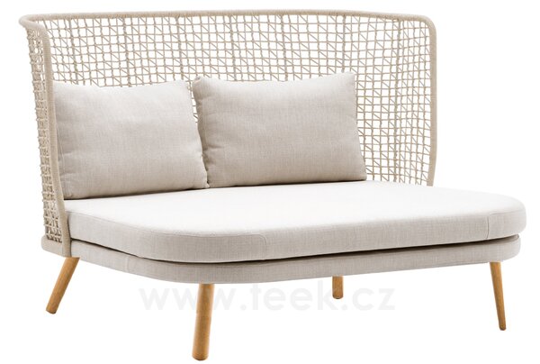 Varaschin Denní postel s vysokou zádovou opěrkou Emma, Varaschin, 161x150x109 cm, nohy iroko, matrace a 2 opěrné polštáře venkovní látka kat. B, barvy dle vzorníku