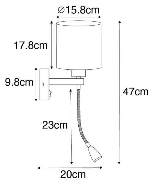 Nástěnné svítidlo černé s flexibilní paží a zlatým stínítkem 15 cm - Brescia