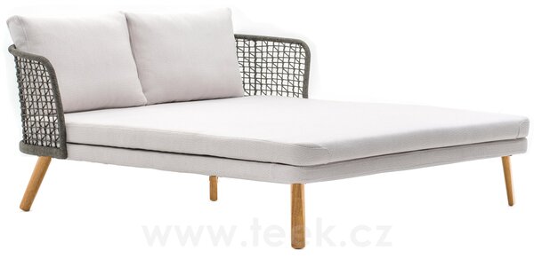Varaschin Denní postel Emma, Varaschin, 161x190x81 cm, nohy iroko, matrace a 2 opěrné polštáře venkovní látka kat. B, barvy dle vzorníku