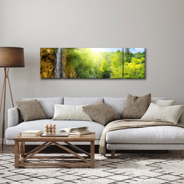 Obraz - vodopády v pralese (170x50 cm)