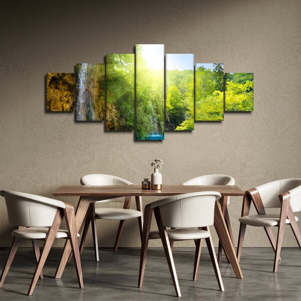 Obraz - vodopády v pralese (210x100 cm)
