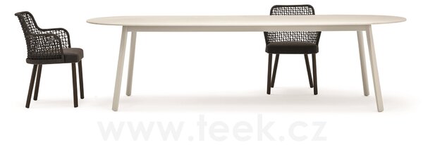 Varaschin Jídelní stůl Emma, Varaschin, oválný 220x100x74 cm, rám a nohy hliník, deska HPL kat. A, barvy dle vzorníku