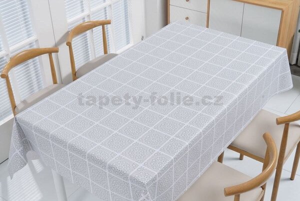 Ubrus PVC 3581438, metráž, 20 m x 140 cm, čtverečková krajka, IMPOL TRADE