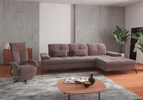 ROHOVÁ SEDAČKA, textil, šedohnědá Sit & More - Sedací soupravy, Online Only