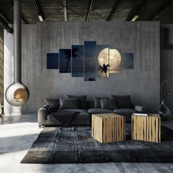 Obraz - Pláž za úplňku (210x100 cm)