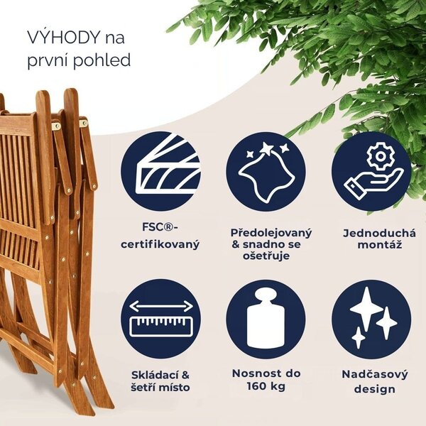 Zahradní sedací souprava SYDNEY, 3-dílná, přírodní dřevo Casaria