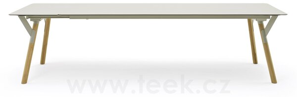 Varaschin Rozkládací jídelní stůl snížený Link, Varaschin, obdélníkový 160-205x90x66 cm, rám kov, nohy teak, deska HPL kat. A, barevné provedení dle vzorníku