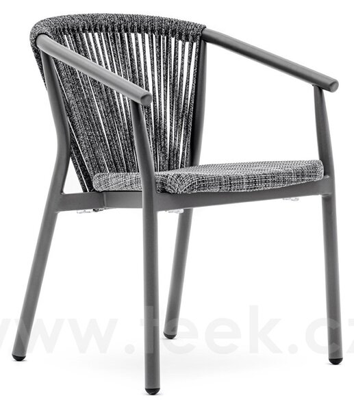 Varaschin Jídelní křeslo Smart, Varaschin, 59x60x78 cm, rám hliník, výplet textilen a lanko, barevné provedení dle vzorníku, bez sedáku a opěrného polštáře