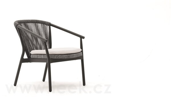 Varaschin Nízké křeslo Smart, Varaschin, 71x76x78 cm, rám hliník, výplet textilen a lanko, barevné provedení dle vzorníku, bez sedáku a opěrného polštáře