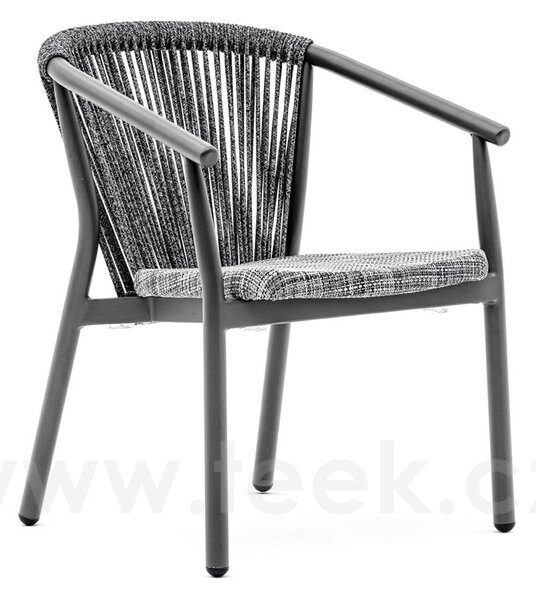 Varaschin Jídelní křeslo nižší Smart, Varaschin, 59x60x73 cm, rám hliník, výplet textilen a lanko, barevné provedení dle vzorníku, bez sedáku a opěrného polštáře