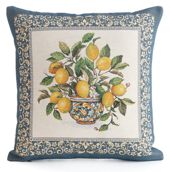 GOBELÍNOVÝ DEKORAČNÍ POVLAK NA POLŠTÁŘ LEMON 45X45 CM VZOROVANÁ