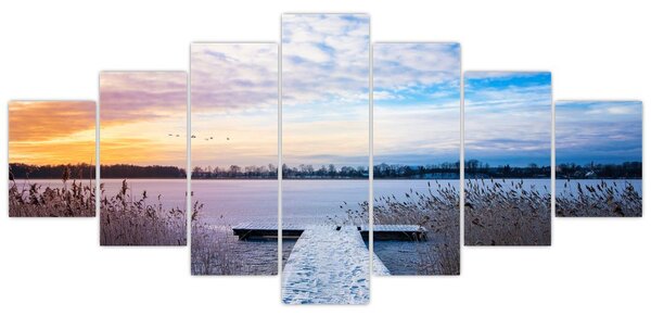 Obraz - Zamrzlé jezero, Ełk, Mazury, Polsko (210x100 cm)