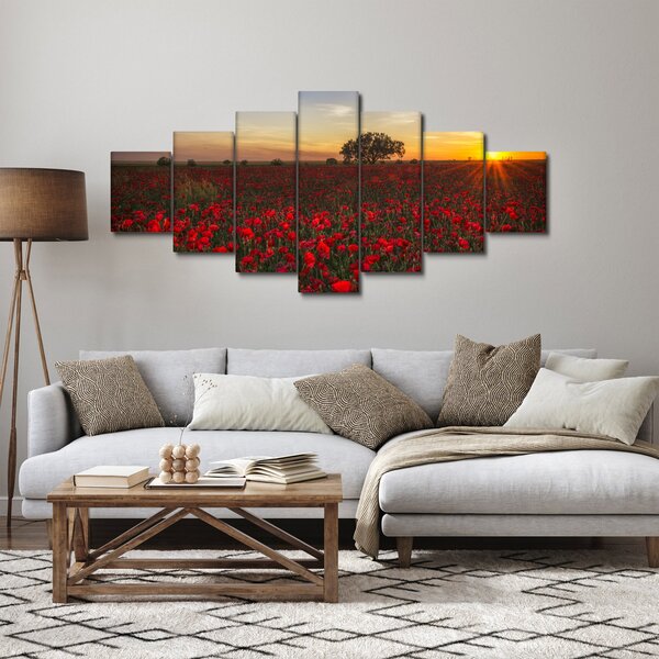 Obraz louky s vlčími máky (210x100 cm)