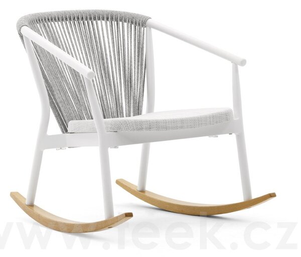 Varaschin Houpací křeslo Smart, Varaschin, 71x88x75 cm, rám hliník a iroko, výplet textilen a lanko, barevné provedení dle vzorníku, bez sedáku a opěrného polštáře