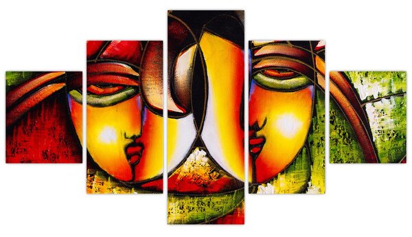 Obraz - Olejomalba, abstraktní obličeje (125x70 cm)