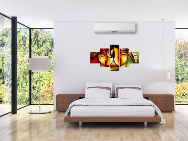 Obraz - Olejomalba, abstraktní obličeje (125x70 cm)