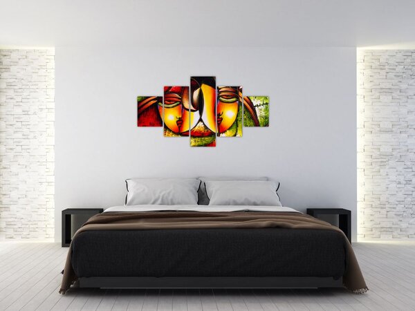 Obraz - Olejomalba, abstraktní obličeje (125x70 cm)
