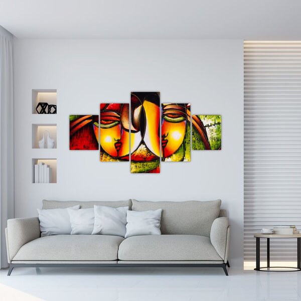 Obraz - Olejomalba, abstraktní obličeje (125x70 cm)