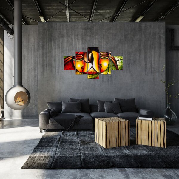Obraz - Olejomalba, abstraktní obličeje (125x70 cm)