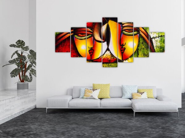 Obraz - Olejomalba, abstraktní obličeje (210x100 cm)