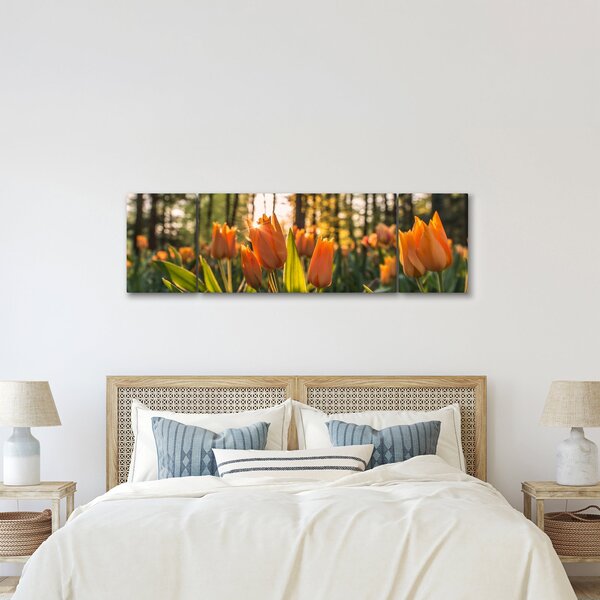 Obraz - oranžové tulipány (170x50 cm)