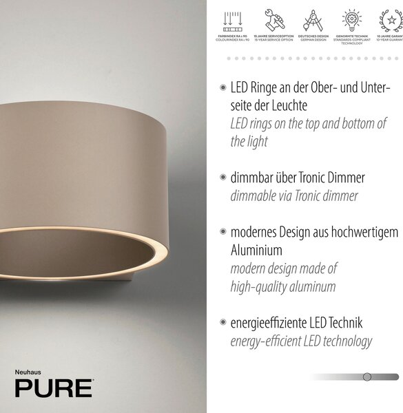 NÁSTĚNNÉ LED SVÍTIDLO, 18.5/15/8 cm Neuhaus PURE - Nástěnná svítidla