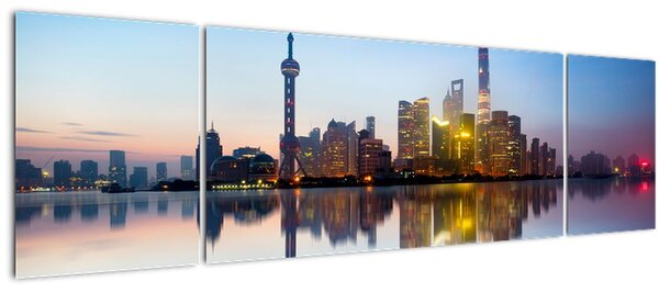 Obraz ranního nebe nad Šanghají (170x50 cm)