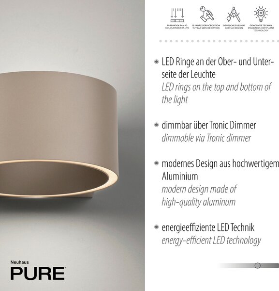 NÁSTĚNNÉ LED SVÍTIDLO, 18.5/15/8 cm Neuhaus PURE - Nástěnná svítidla