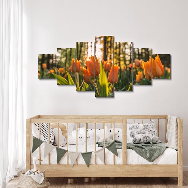 Obraz - oranžové tulipány (210x100 cm)