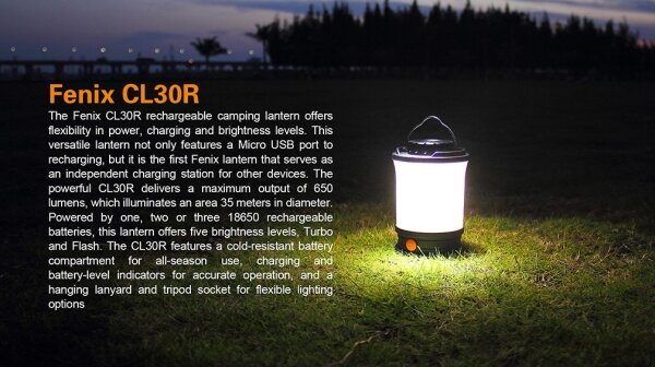 Fenix CL30R - LED Přenosná nabíjecí lampa LED/USB IPX7 650 lm 300 h