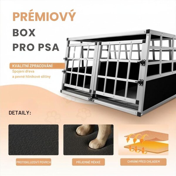Přepravka pro psa BRUNO, 89x70x51cm stříbrná/černá Cadoca