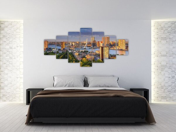 Obraz - Panorama Rotterdamu, Nizozemsko (210x100 cm)