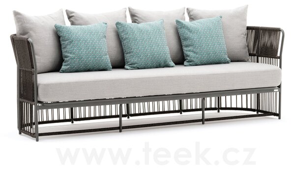 Varaschin 3-místná pohovka/sofa Tibidabo, Varaschin, 225 cm, rám hliník, výplet lanko, sedák a opěrné polštáře venkovní látka kat. B, barevné provedení dle vzorníku