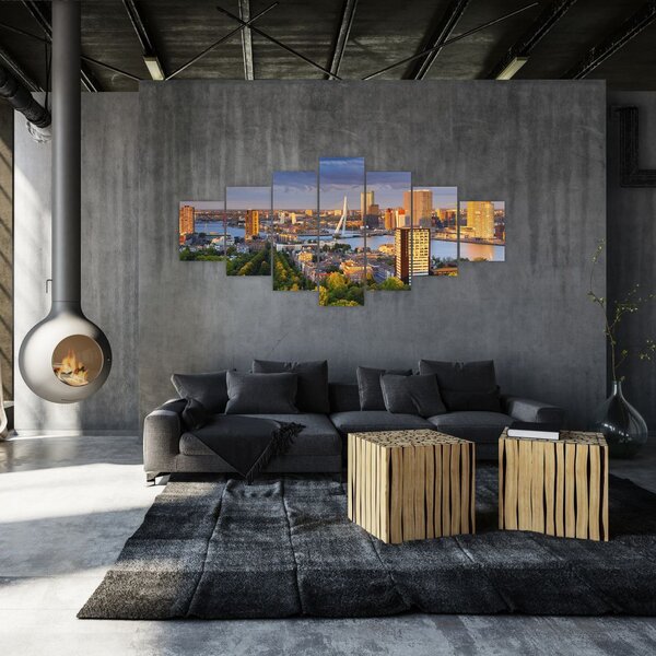 Obraz - Panorama Rotterdamu, Nizozemsko (210x100 cm)