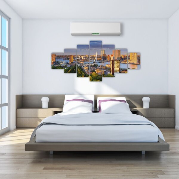 Obraz - Panorama Rotterdamu, Nizozemsko (210x100 cm)