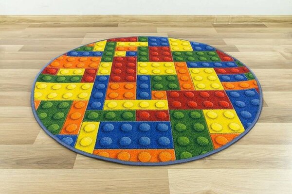 Dětský koberec kostky lego vícebarevný kruh