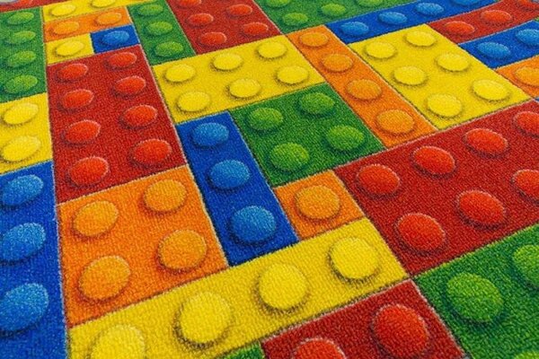 Dětský koberec kostky lego vícebarevný kruh