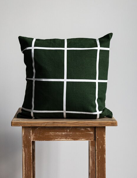 Bavlněný povlak na polštář Green Checkered 48 × 48 cm