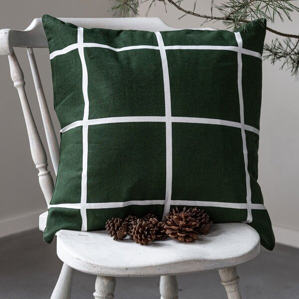 Bavlněný povlak na polštář Green Checkered 48 × 48 cm