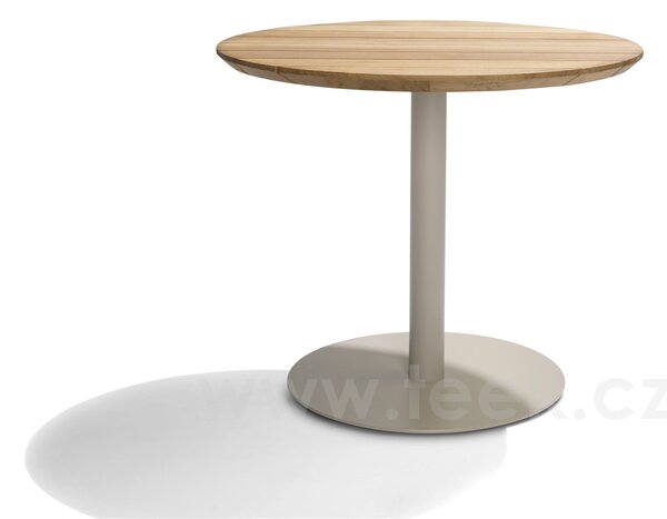 Tribu Jídelní stůl T-Table, Tribu, kulatý 80x76 cm, rám lakovaná nerez barva white, deska teak