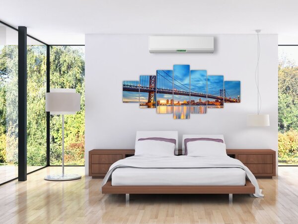 Obraz - Most Benjamina Franklina, Filadelfie (210x100 cm)