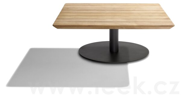 Tribu Konferenční stolek T-Table, Tribu, čtvercový 90x90x35 cm, rám lakovaná nerez barva white, deska teak