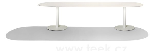 Tribu Jídelní stůl T-Table, Tribu, oválný 240x98x76 cm, rám lakovaná nerez barva white, deska teak