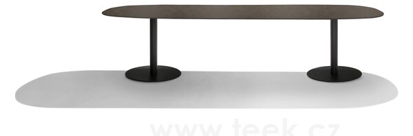 Tribu Jídelní stůl T-Table, Tribu, oválný 240x98x76 cm, rám lakovaná nerez barva white, deska teak