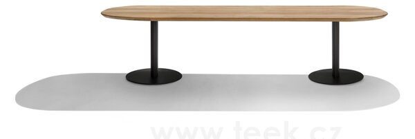Tribu Jídelní stůl T-Table, Tribu, oválný 240x98x76 cm, rám lakovaná nerez barva white, deska teak