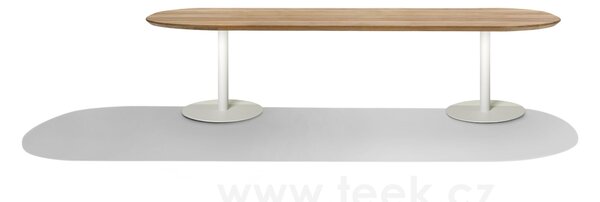 Tribu Jídelní stůl T-Table, Tribu, oválný 240x98x76 cm, rám lakovaná nerez barva white, deska teak