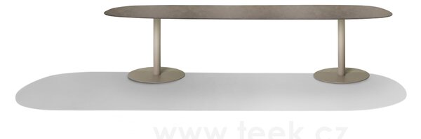 Tribu Jídelní stůl T-Table, Tribu, oválný 240x98x76 cm, rám lakovaná nerez barva white, deska teak