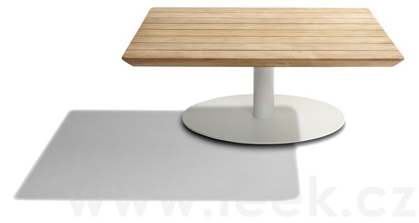 Tribu Konferenční stolek T-Table, Tribu, čtvercový 90x90x35 cm, rám lakovaná nerez barva white, deska teak