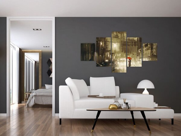 Obraz - Žena za deštivé noci (125x70 cm)
