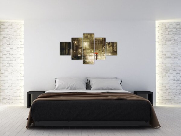 Obraz - Žena za deštivé noci (125x70 cm)